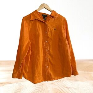 Orange Button-Up Women's Top